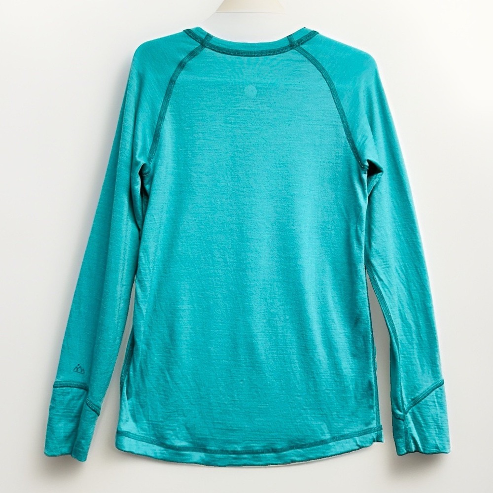 IKSPLOR Base Layer Top Kid's Sz 6-7 100% Merino Wool Teal Thumbhole Ski Winter - Picture 2 of 9